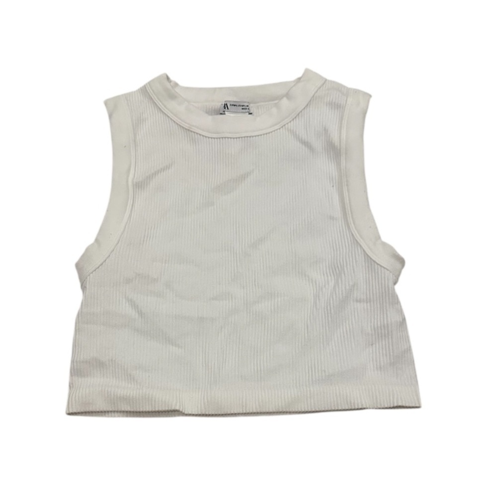 NWOT Zara White Ribbed Athletic Tank Top M-L